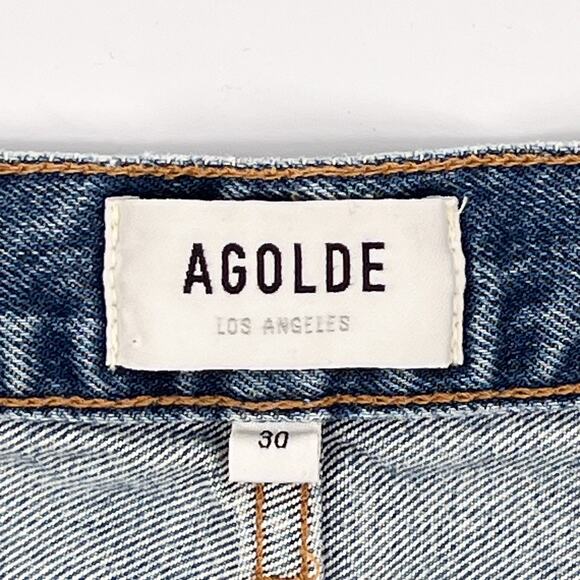 AGOLDE NWT Mia Mid Rise Straight Jeans Women’s Size 30 Distressed Blue Denim - Picture 5 of 7